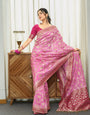Sizzling Baby Pink Soft Silk Saree With Outstanding Blouse Piece