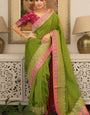 Charismatic Green Soft Silk Saree With Lagniappe Blouse Piece