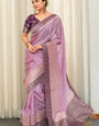 Refreshing Lavender Soft Silk Saree With Nebula Blouse Piece