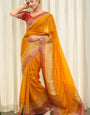 Appealing Orange Soft Silk Saree With Super classy Blouse Piece