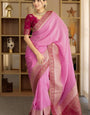 Flaunt Pink Soft Silk Saree With Susurrous Blouse Piece