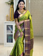 Glittering Green Soft Silk Saree With Surreptitious Blouse Piece