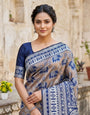 Inimitable Blue Pure Zari Weaving Banarasi Silk Saree With Incredible Blouse Piece