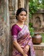 Incomparable Purple Pure Zari Weaving Banarasi Silk Saree With Ravishing Blouse Piece