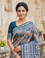 Arresting Rama Pure Zari Weaving Banarasi Silk Saree With Forbearance Blouse Piece
