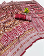 Flaunt Maroon Pure Zari Weaving Banarasi Silk Saree With Resonant Blouse Piece