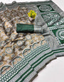 Enthralling Green Pure Zari Weaving Banarasi Silk Saree With Propinquity Blouse Piece