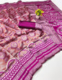 Rhapsody Magenta Pure Zari Weaving Banarasi Silk Saree With Blissful Blouse Piece