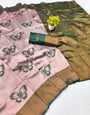 Majestic Baby Pink Pure Zari Weaving Banarasi Silk Saree With Ethereal Blouse Piece