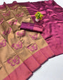 Amazing Dark Beige Pure Zari Weaving Banarasi Silk Saree With Traditional Blouse Piece