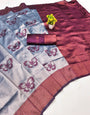 Sophisticated Grey Pure Zari Weaving Banarasi Silk Saree With Energetic Blouse Piece