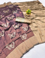 Sonorous Purple Pure Zari Weaving Banarasi Silk Saree With Adorning Blouse Piece