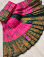 Ratatouille Dark Pink Pure Banarasi Silk Saree With Staggering Blouse Piece