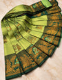 Nemesis Green Pure Banarasi Silk Saree With Eclat Blouse Piece