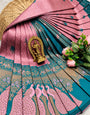 Supernal Baby Pink Pure Banarasi Silk Saree With Invaluable Blouse Piece