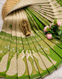Zephyr Beige Pure Banarasi Silk Saree With Delectable Blouse Piece