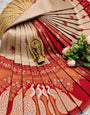 Quixotic Beige Pure Banarasi Silk Saree With Transcendent Blouse Piece