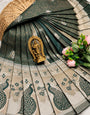 Excellent Dark Green Pure Banarasi Silk Saree With Phenomenal Blouse Piece