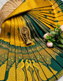 Sumptuous Mustard Pure Banarasi Silk Saree With Panache Blouse Piece