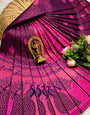 Blooming Navy Blue Pure Banarasi Silk Saree With Scintillating Blouse Piece