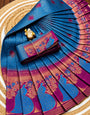 Whimsical Rama Pure Banarasi Silk Saree With Aplomb Blouse Piece