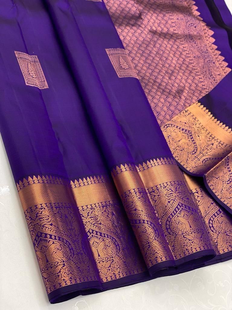 Sumptuous Royal Blue Soft Silk Saree With Gleaming Blouse Piece