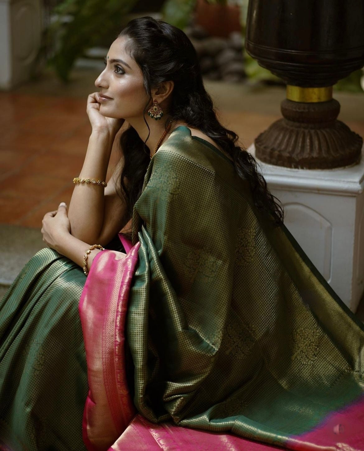 Bewitching Dark Green Soft Silk Saree With Designer Blouse Piece