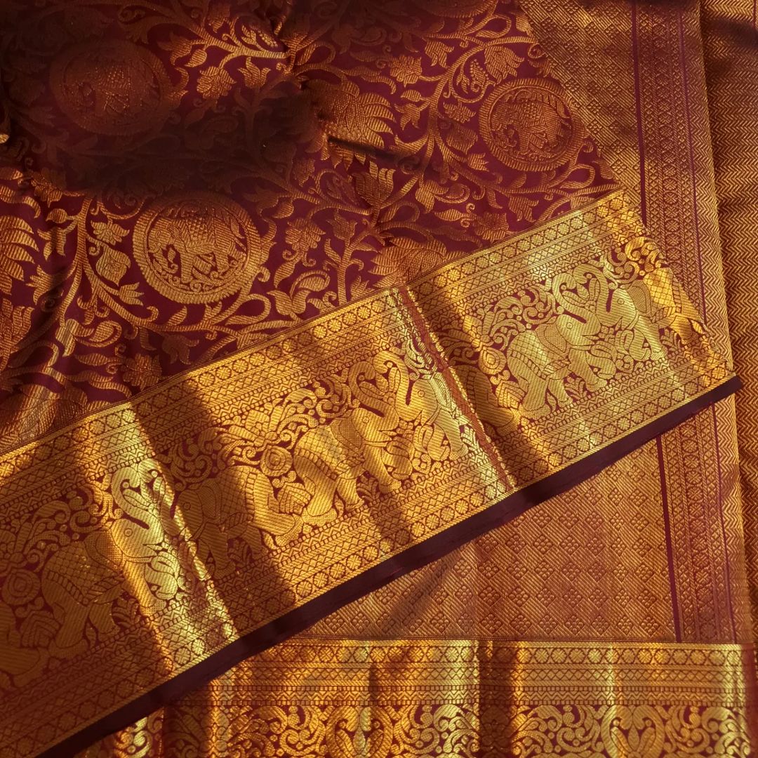 Imaginative Wine Soft Banarasi Silk Saree With Unique Blouse Piece