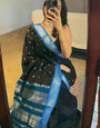 Artistic Black Soft Silk Saree With Devastating Blouse Piece