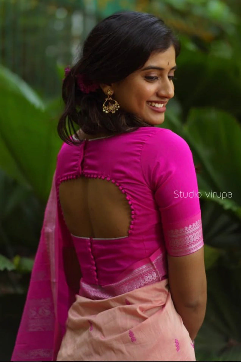 Ornate Pink Soft Silk Saree With Vivacious Blouse Piece