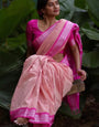 Ornate Pink Soft Silk Saree With Vivacious Blouse Piece