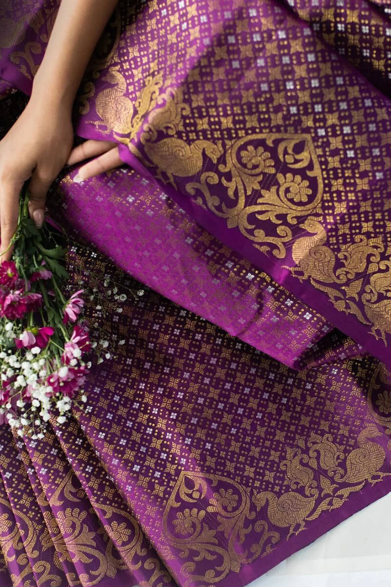 Alluring Purple Soft Silk Saree With Exuberant Blouse Piece