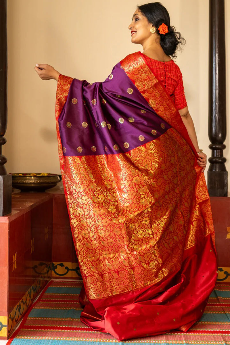 Alluring Purple Soft Silk Saree With Delightful Blouse Piece