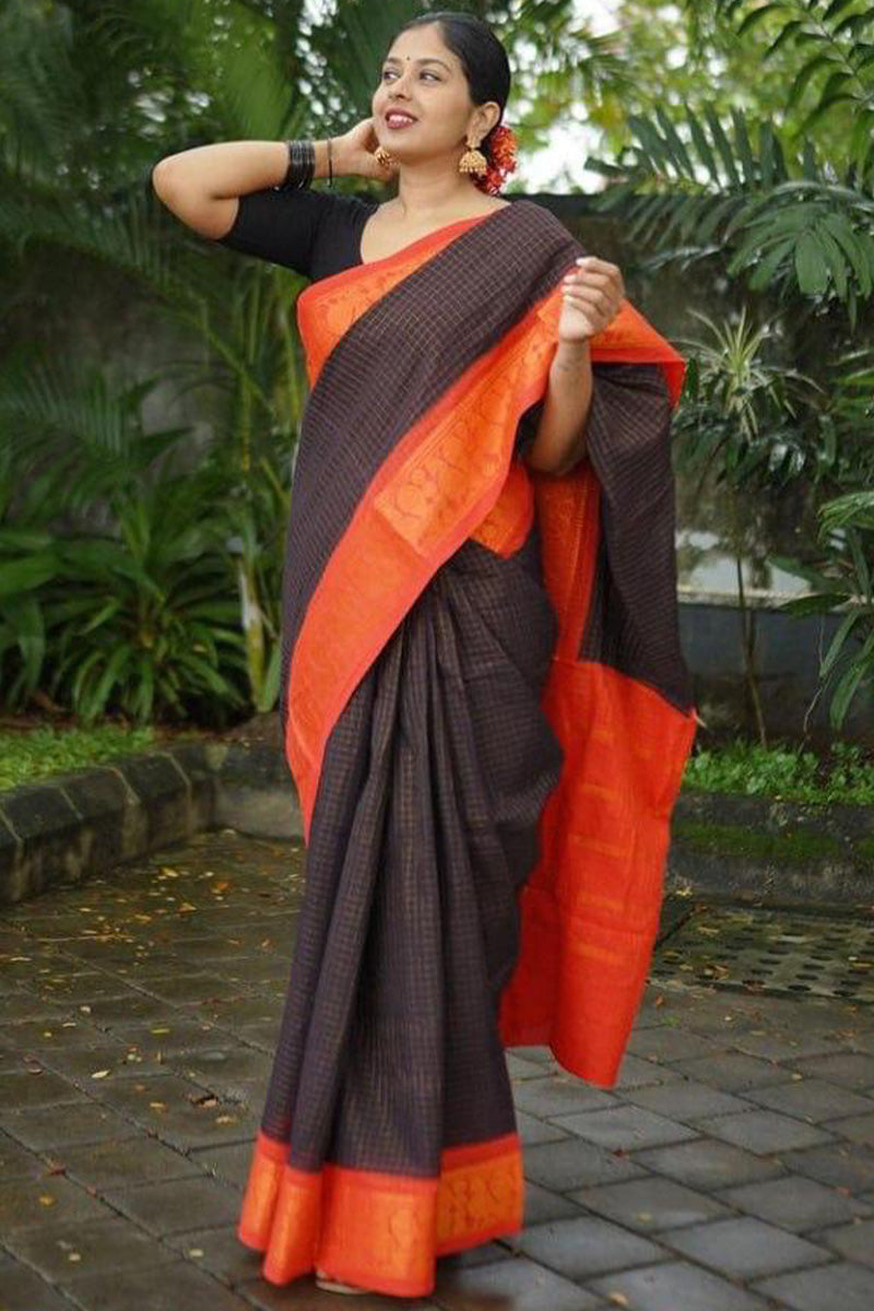 Serendipity Black Soft Silk Saree With Prodigal Blouse Pieced