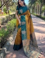 Charming Mustard Soft Silk Saree With Sophisticated Blouse Piece