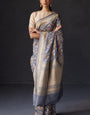 Exuberant Grey Soft Silk Saree With Improbable Blouse Piece