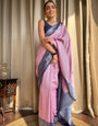 Imaginative Baby Pink Soft Silk Saree With Proficient Blouse Piece