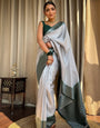 Enthralling Grey Soft Silk Saree With Vivacious Blouse Piece