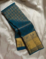 Posh Rama Soft Banarasi Silk Saree With Attractive Blouse Piece