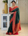 Ebullience Dark Green Soft Silk Saree With Ineffable Blouse Piece