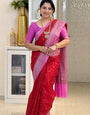 Phenomenal Red Soft Silk Saree With Scintillating Blouse Piece
