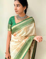 Pleasant Biege Soft Silk Saree With Lagniappe Blouse Piece