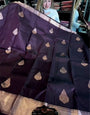Resonant  Purple Soft Banarasi Silk Saree With Lissome Blouse Piece