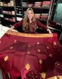 Rhapsody Maroon Soft Banarasi Silk Saree With Splendorous Blouse Piece