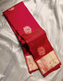Embrocation Red Soft Banarasi Silk Saree With Lagniappe Blouse Piece