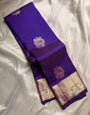 Excellent Royal Blue Soft Banarasi Silk Saree With Glamorous Blouse Piece