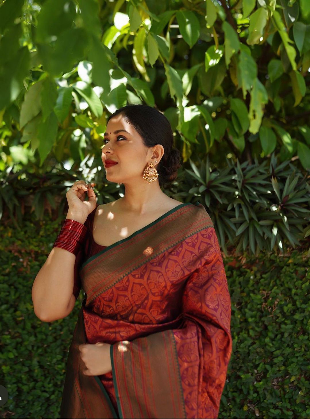 Exuberant Maroon Soft Silk Saree With Extraordinary Blouse Piece