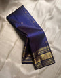 Fancifull Navy Blue Soft Banarasi Silk Saree With Fairytale Blouse Piece
