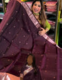 Panache Wine Soft Banarasi Silk Saree With Pleasurable Blouse Piece