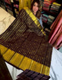 Imbrication Brown Soft Banarasi Silk Saree With Trendy Blouse Piece